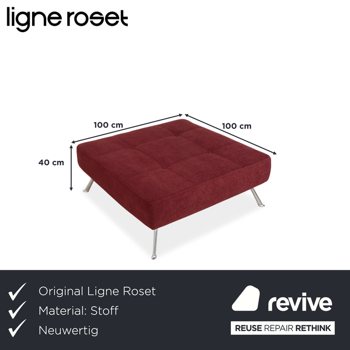 Ligne Roset Smala Tissu Hocker Rouge Bordeaux Nouvelle garniture