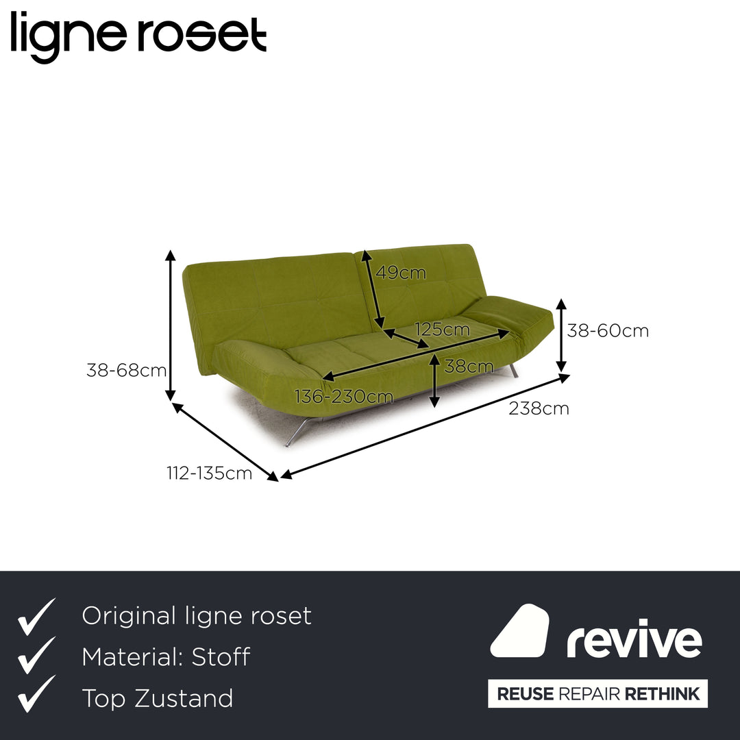 ligne roset Smala fabric sofa green three-seater couch function sleeping function