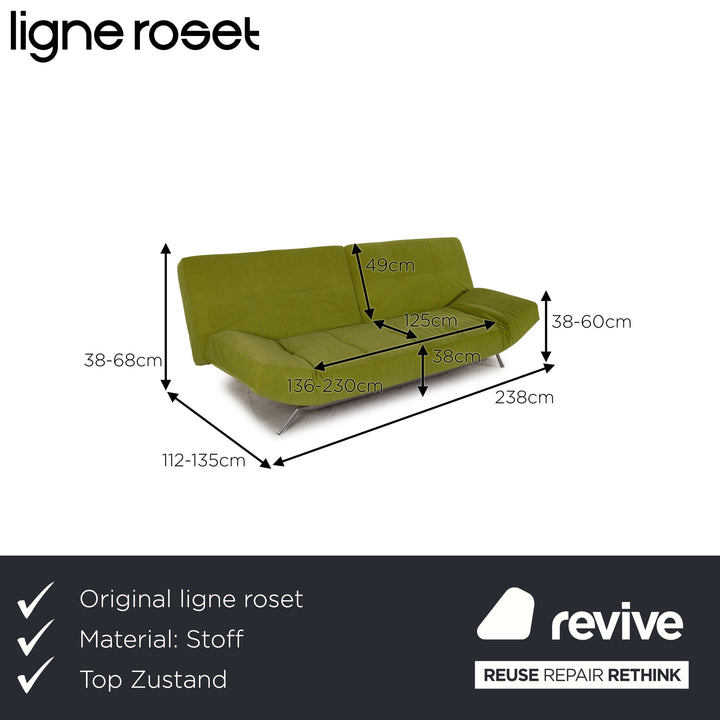 ligne roset Smala Stoff Sofa Grün Dreisitzer Couch Funktion Schlaffunktion