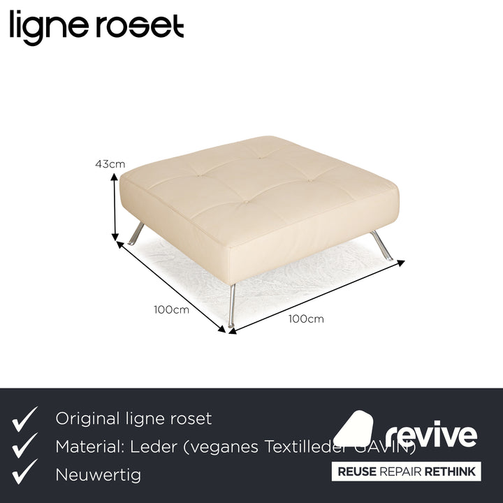 ligne roset Tabouret Smala en cuir vegan crème