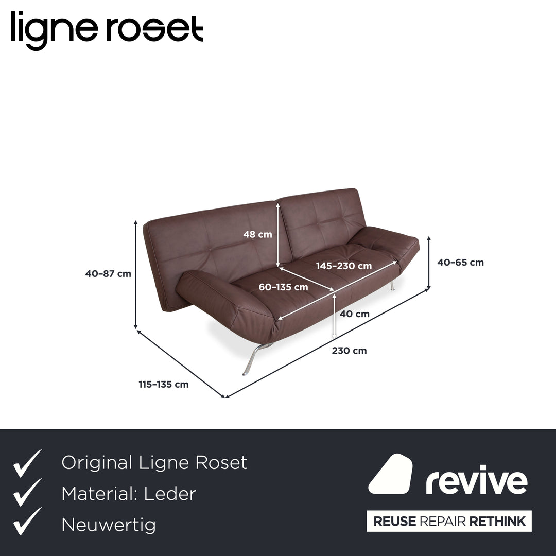 Ligne Roset Smala veganes Leder Dreisitzer Braun Terracotta Sofa Couch Neubezug GAVIN 105 manuelle Funktion Schlaffunktion