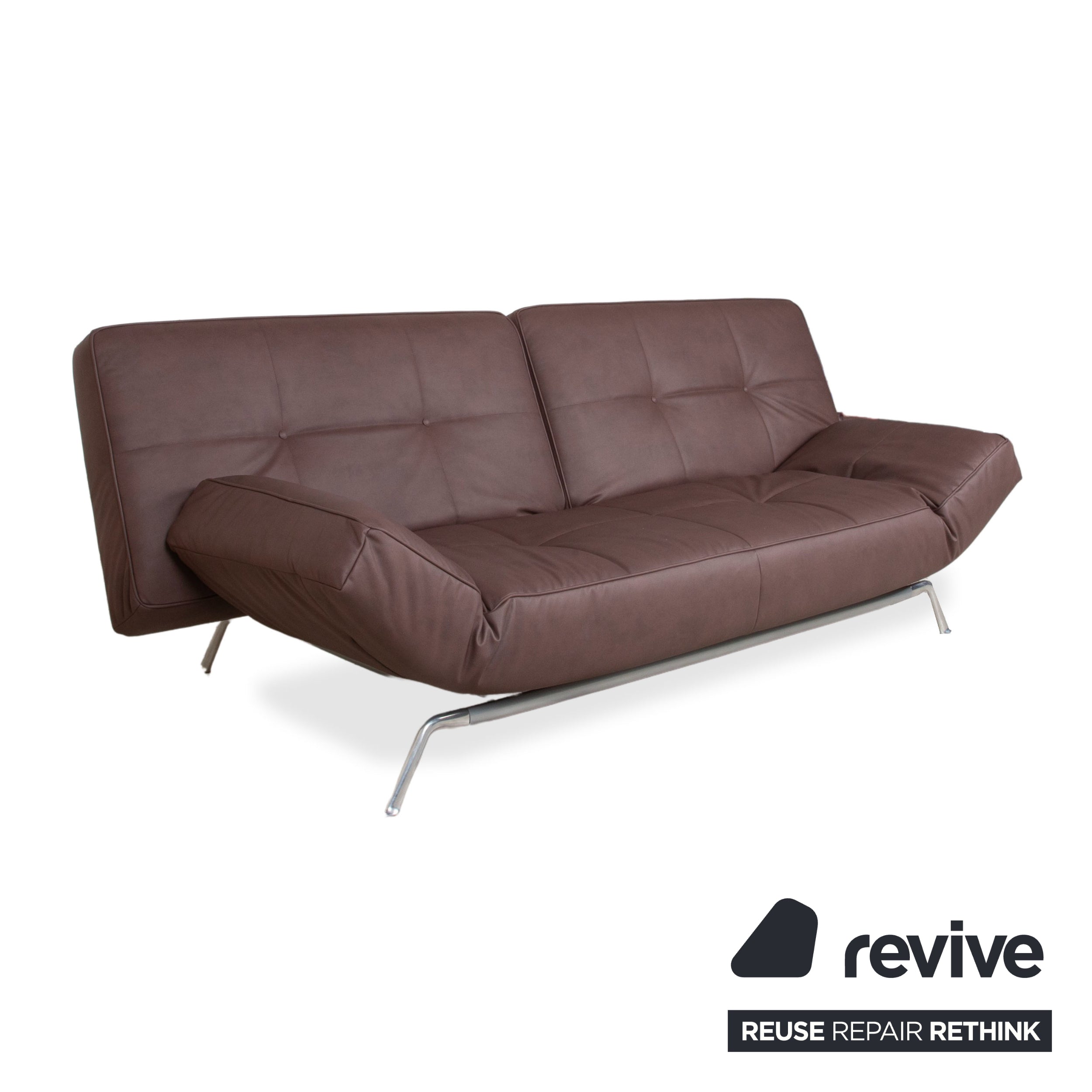 Ligne Roset Smala veganes Leder Dreisitzer Braun Terracotta Sofa Couch Neubezug GAVIN 105 manuelle Funktion Schlaffunktion