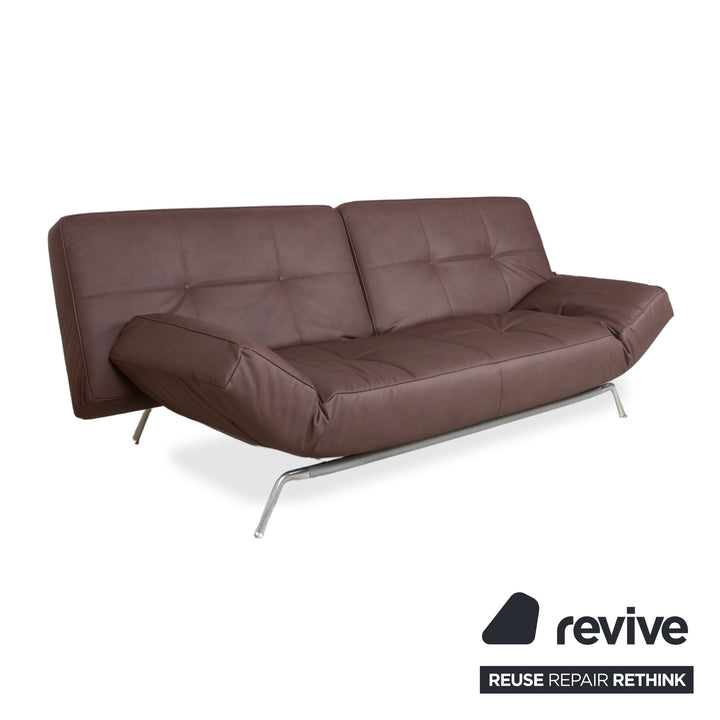 Ligne Roset Smala veganes Leder Dreisitzer Braun Terracotta Sofa Couch Neubezug GAVIN 105 manuelle Funktion Schlaffunktion