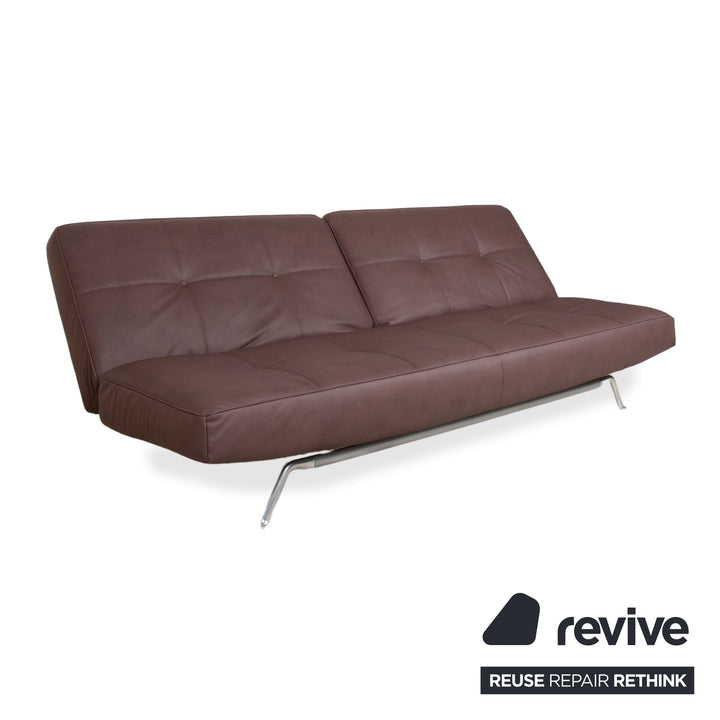 Ligne Roset Smala veganes Leder Dreisitzer Braun Terracotta Sofa Couch Neubezug GAVIN 105 manuelle Funktion Schlaffunktion
