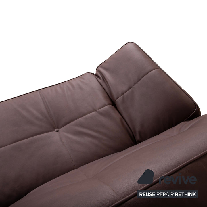 Ligne Roset Smala veganes Leder Dreisitzer Braun Terracotta Sofa Couch Neubezug GAVIN 105 manuelle Funktion Schlaffunktion