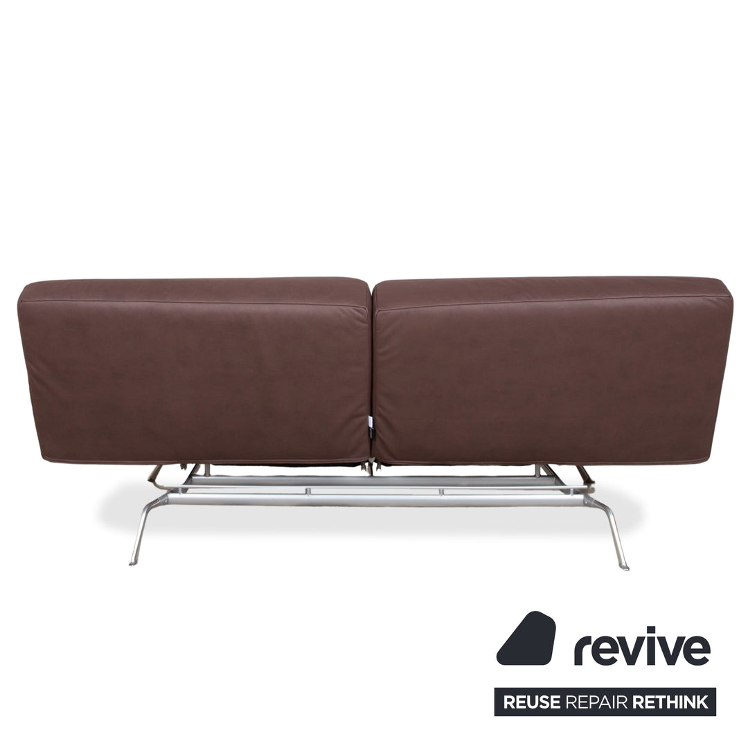 Ligne Roset Smala veganes Leder Dreisitzer Braun Terracotta Sofa Couch Neubezug GAVIN 105 manuelle Funktion Schlaffunktion