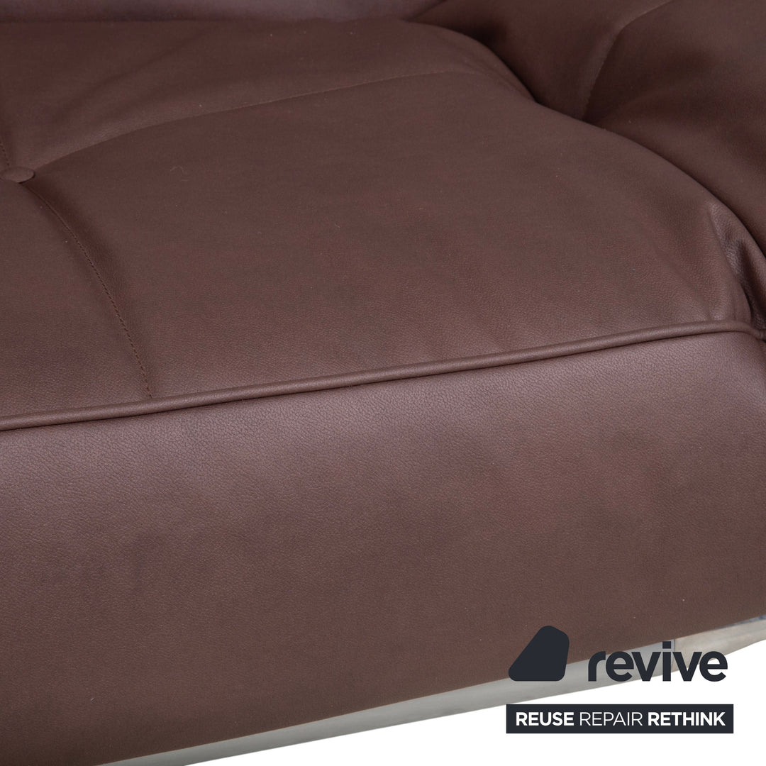 Ligne Roset Smala veganes Leder Dreisitzer Braun Terracotta Sofa Couch Neubezug GAVIN 105 manuelle Funktion Schlaffunktion