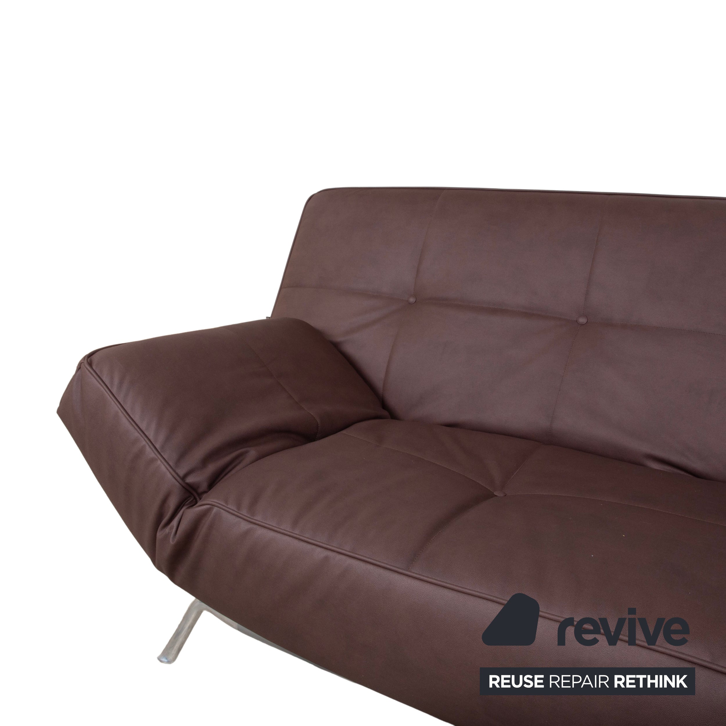 Ligne Roset Smala veganes Leder Dreisitzer Braun Terracotta Sofa Couch Neubezug GAVIN 105 manuelle Funktion Schlaffunktion