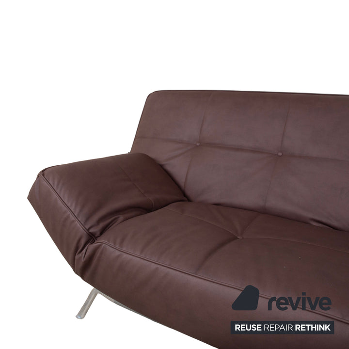 Ligne Roset Smala veganes Leder Dreisitzer Braun Terracotta Sofa Couch Neubezug GAVIN 105 manuelle Funktion Schlaffunktion
