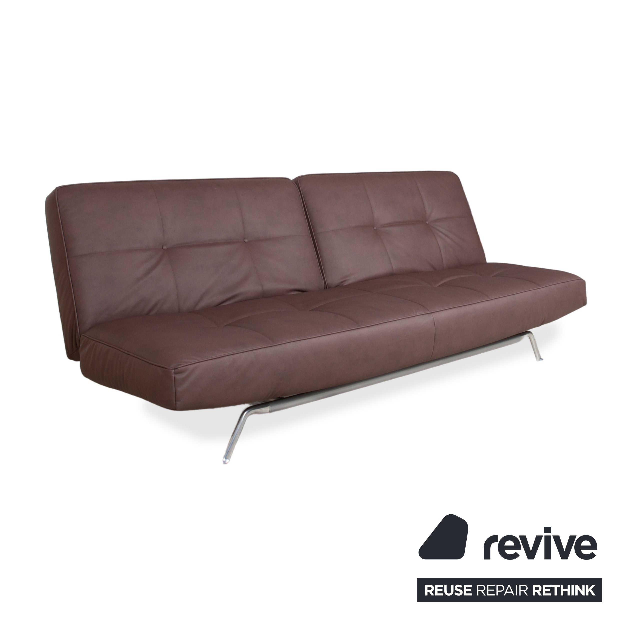 Ligne Roset Smala veganes Leder Dreisitzer Braun Terracotta Sofa Couch Neubezug GAVIN 105 manuelle Funktion Schlaffunktion