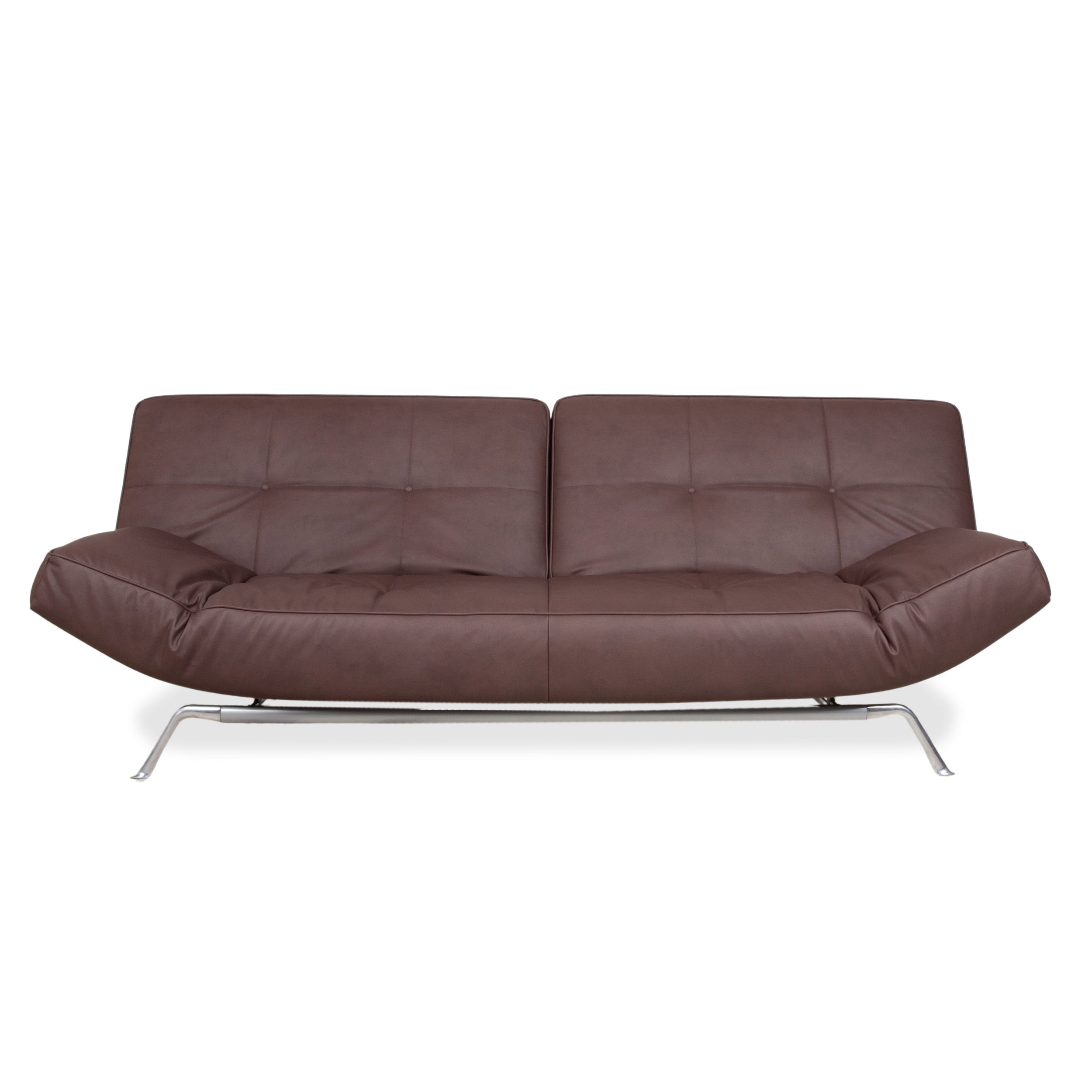 Ligne Roset Smala veganes Leder Dreisitzer Braun Terracotta Sofa Couch Neubezug GAVIN 105 manuelle Funktion Schlaffunktion