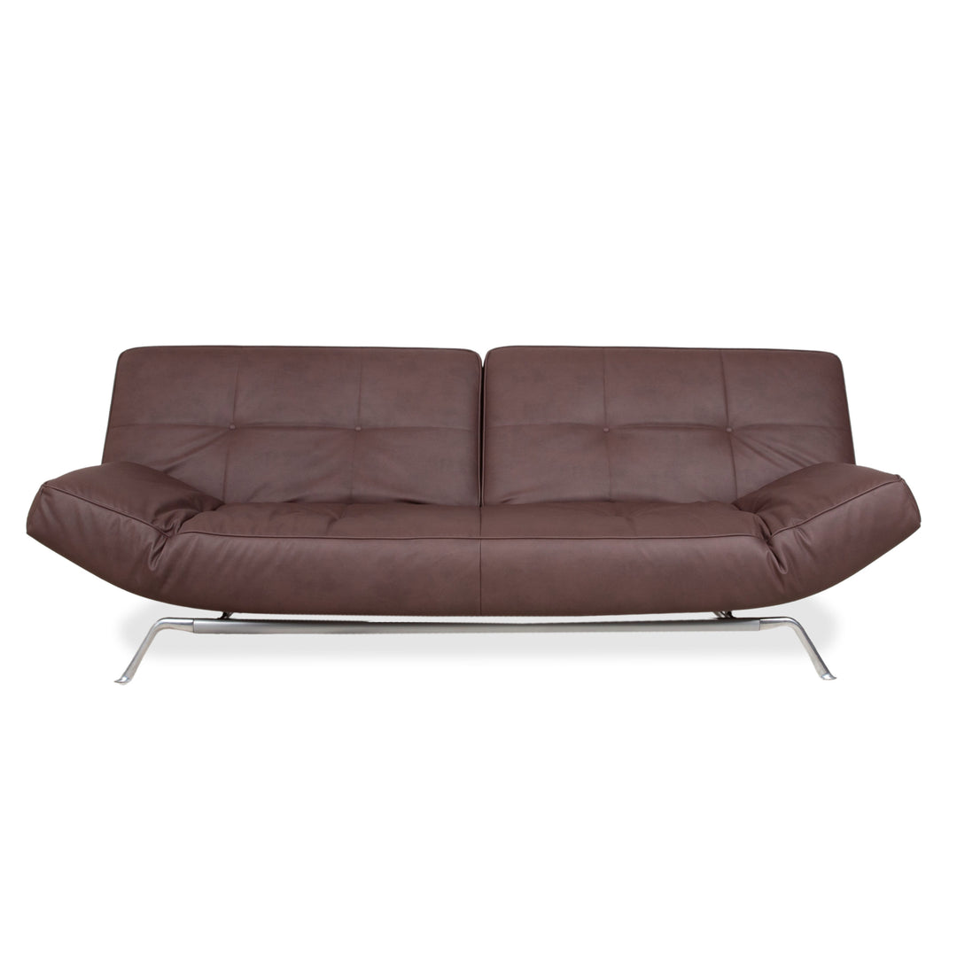 Ligne Roset Smala veganes Leder Dreisitzer Braun Terracotta Sofa Couch Neubezug GAVIN 105 manuelle Funktion Schlaffunktion