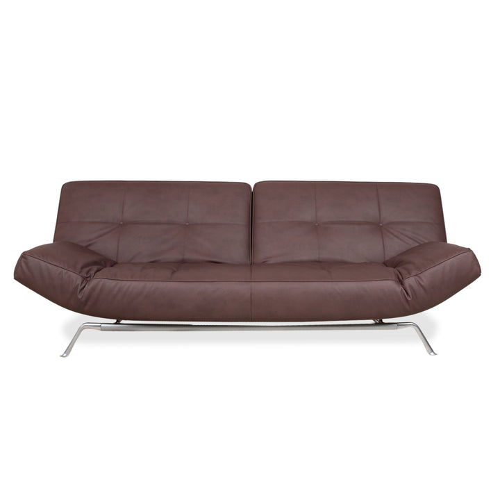 Ligne Roset Smala veganes Leder Dreisitzer Braun Terracotta Sofa Couch Neubezug GAVIN 105 manuelle Funktion Schlaffunktion