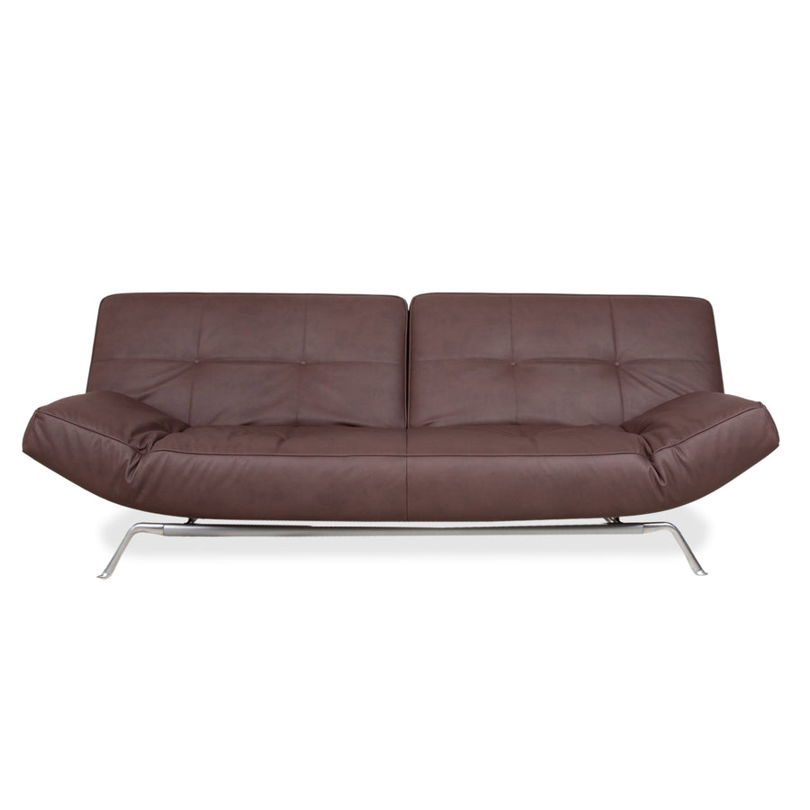 Ligne Roset Smala veganes Leder Dreisitzer Braun Terracotta Sofa Couch Neubezug GAVIN 105 manuelle Funktion Schlaffunktion