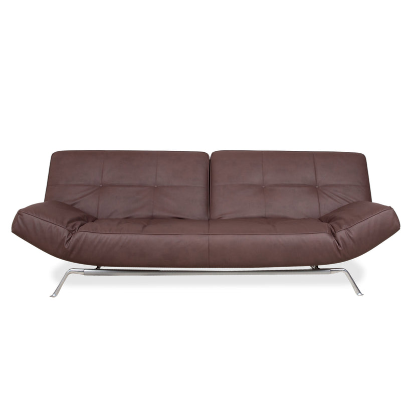 Ligne Roset Smala veganes Leder Dreisitzer Braun Terracotta Sofa Couch Neubezug GAVIN 105 manuelle Funktion Schlaffunktion