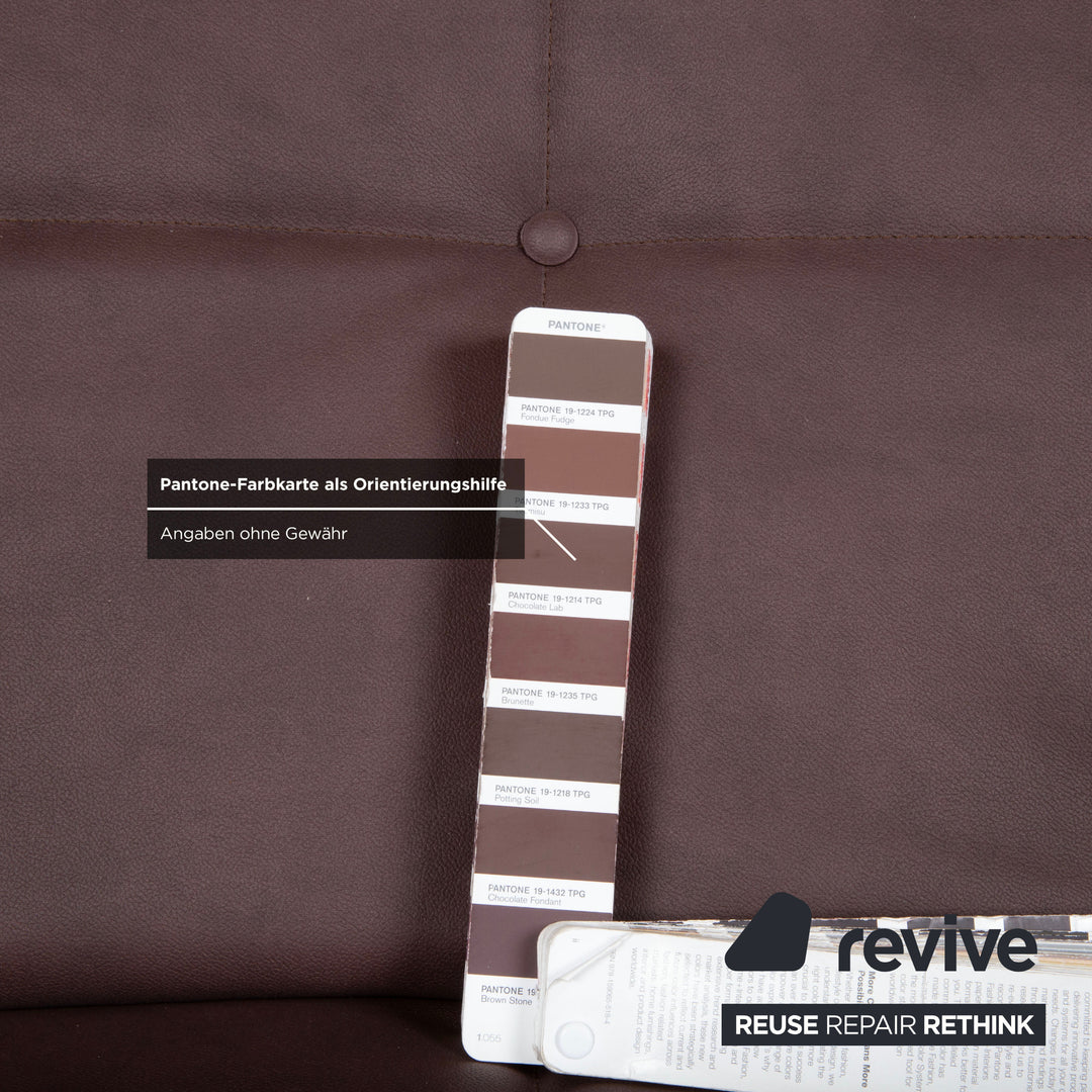 Ligne Roset Smala veganes Leder Dreisitzer Braun Terracotta Sofa Couch Neubezug GAVIN 105 manuelle Funktion Schlaffunktion