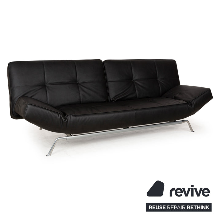 Ligne Roset Smala veganes Leder Zweisitzer Sofa Anthrazit Dunkelgrau Sofa Couch Schlaffunktion Schlafsofa manuelle Funktion Neubezug