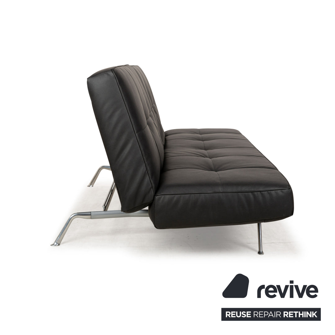 Ligne Roset Smala veganes Leder Zweisitzer Sofa Anthrazit Dunkelgrau Sofa Couch Schlaffunktion Schlafsofa manuelle Funktion Neubezug