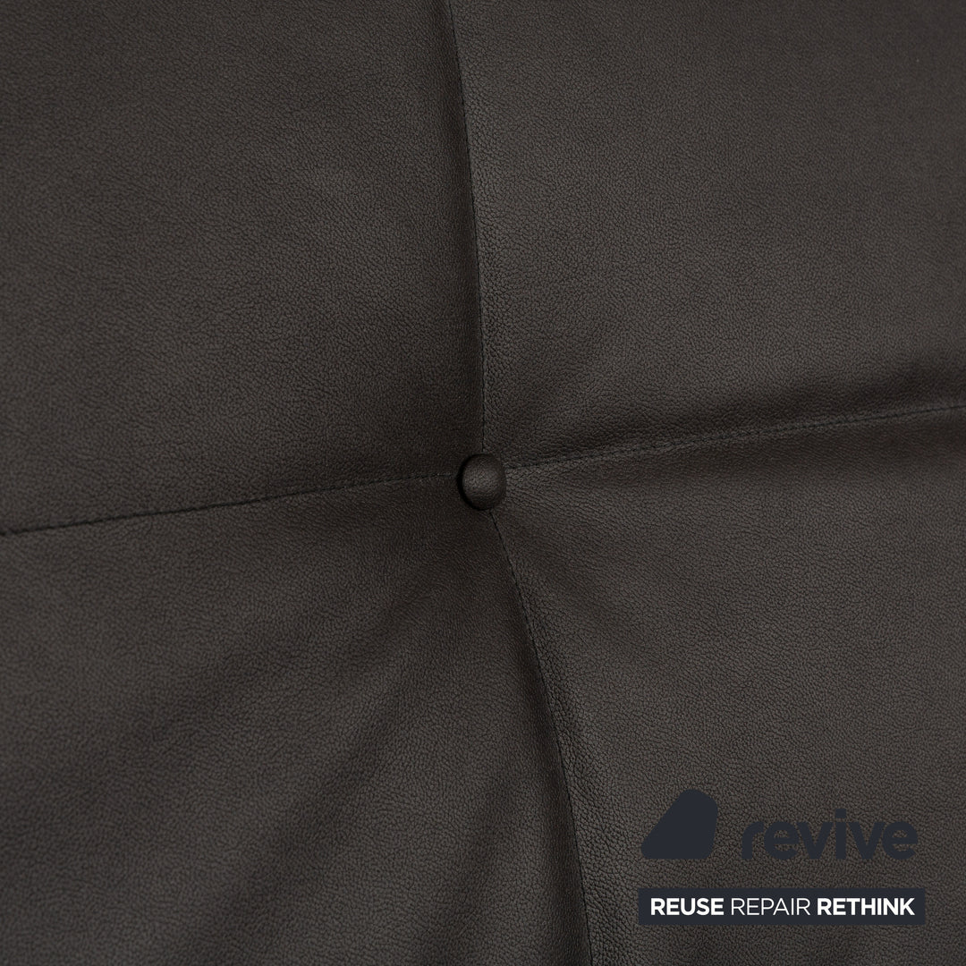 Ligne Roset Smala veganes Leder Zweisitzer Sofa Anthrazit Dunkelgrau Sofa Couch Schlaffunktion Schlafsofa manuelle Funktion Neubezug