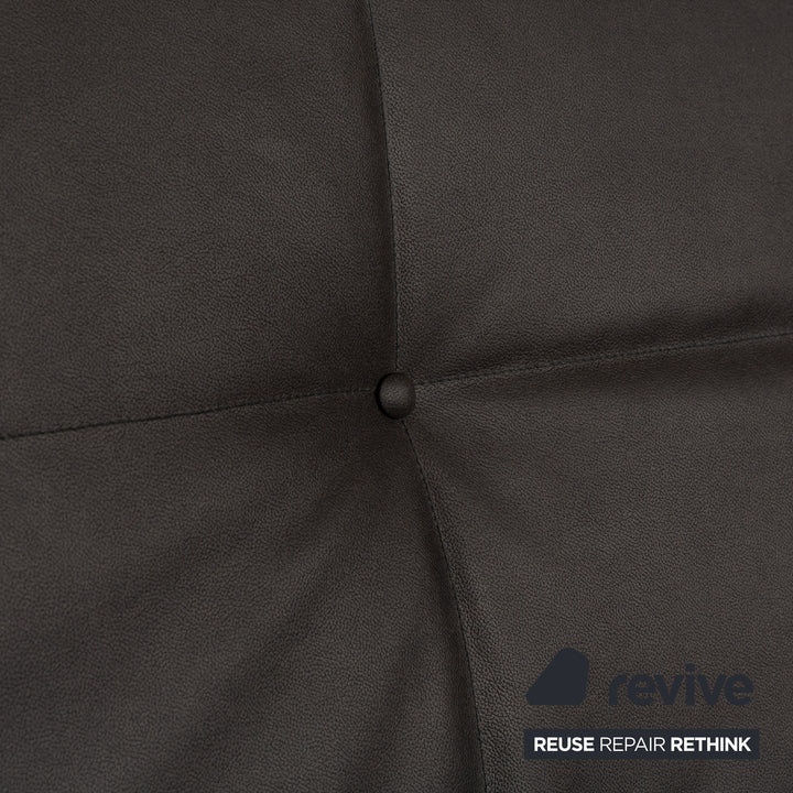Ligne Roset Smala veganes Leder Zweisitzer Sofa Anthrazit Dunkelgrau Sofa Couch Schlaffunktion Schlafsofa manuelle Funktion Neubezug