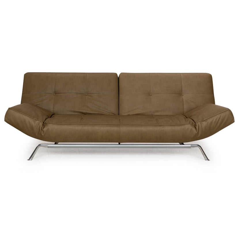Ligne Roset Smala vegan leather two-seater sofa olive green khaki sofa couch sleeper sofa bed manual function new cover