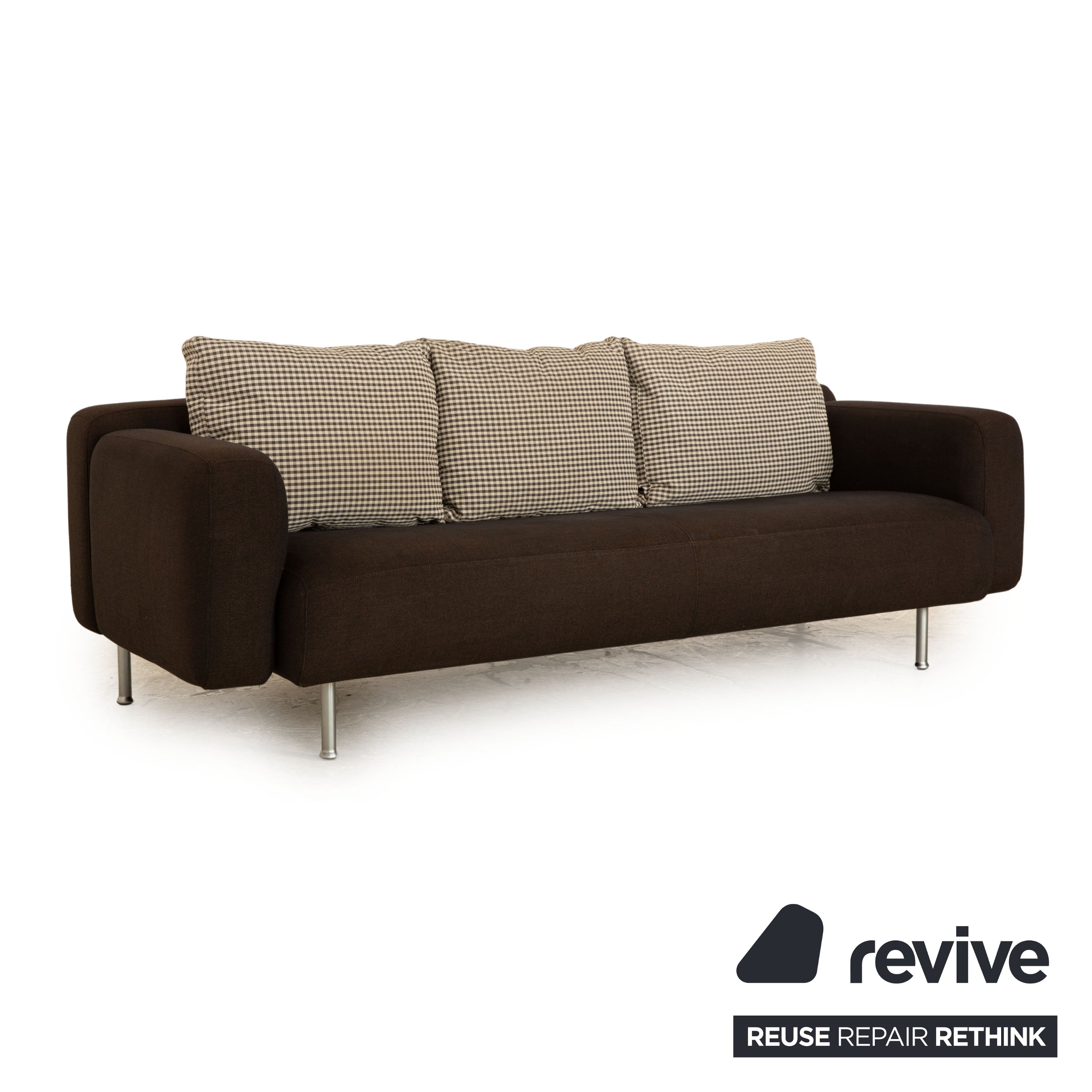 ligne roset fabric three-seater dark brown sofa couch