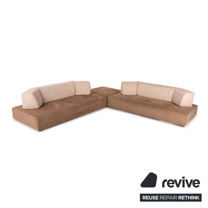 ligne roset Stoff Ecksofa Beige Braun Sofa Modular