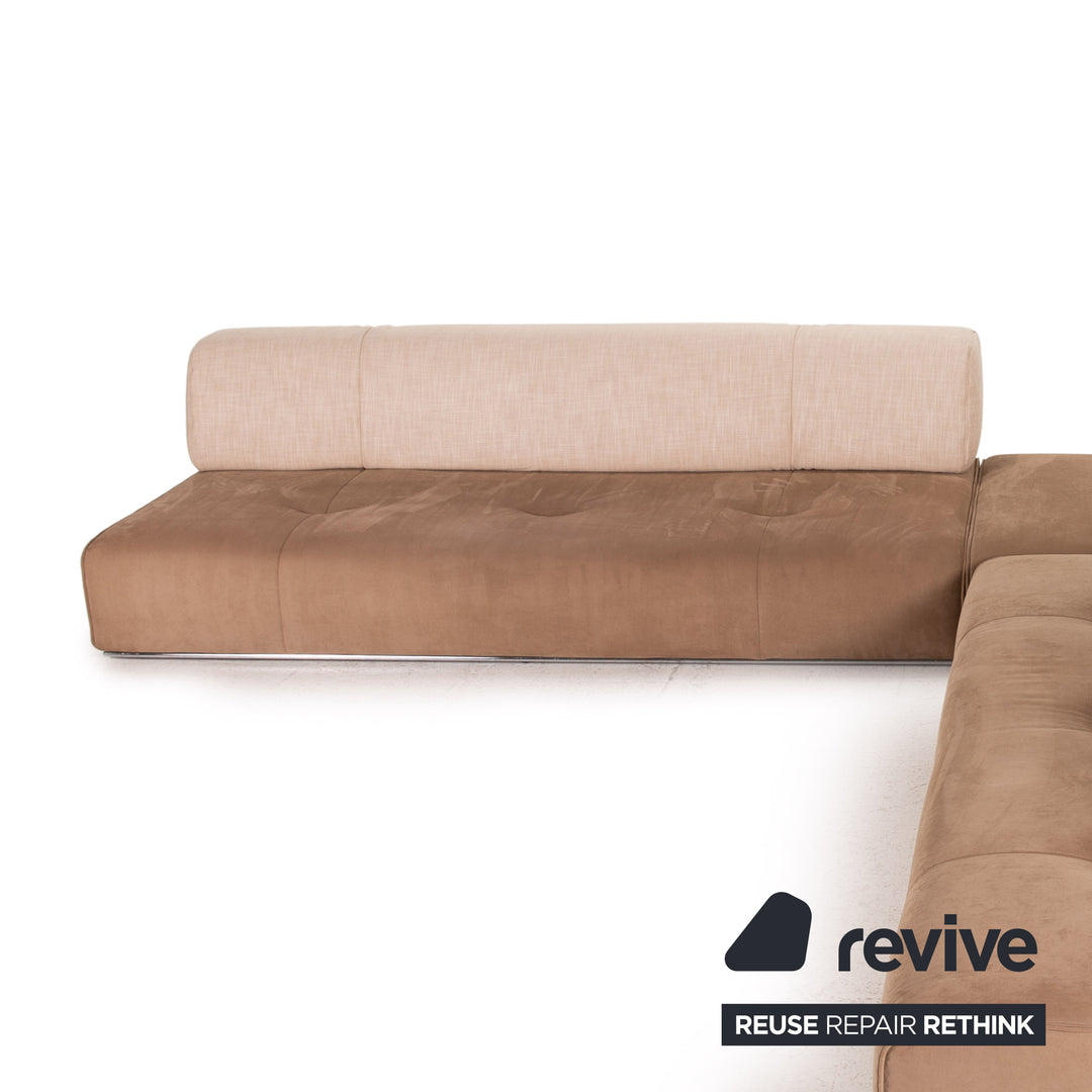 ligne roset Stoff Ecksofa Beige Braun Sofa Modular