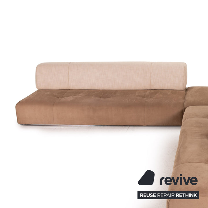 ligne roset Stoff Ecksofa Beige Braun Sofa Modular