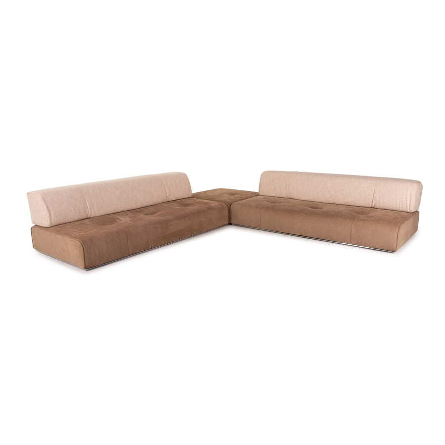 ligne roset Stoff Ecksofa Beige Braun Sofa Modular