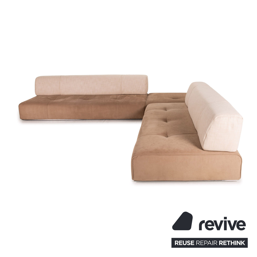 ligne roset Stoff Ecksofa Beige Braun Sofa Modular