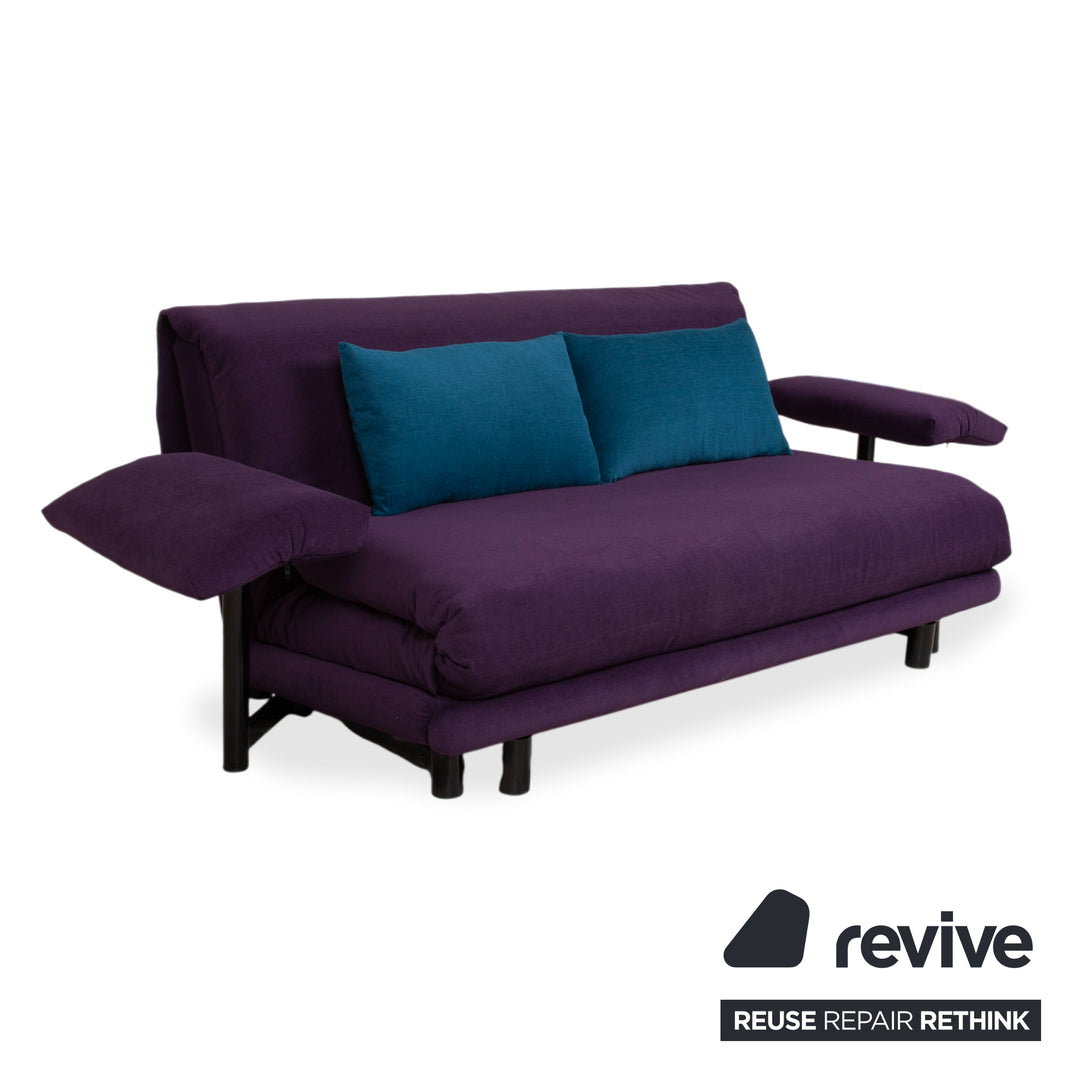 Ligne Roset Multy Three-Seater Sofa Fabric Violet Purple Blue MALOU 145 with Cushions MALOU 163 New Cover