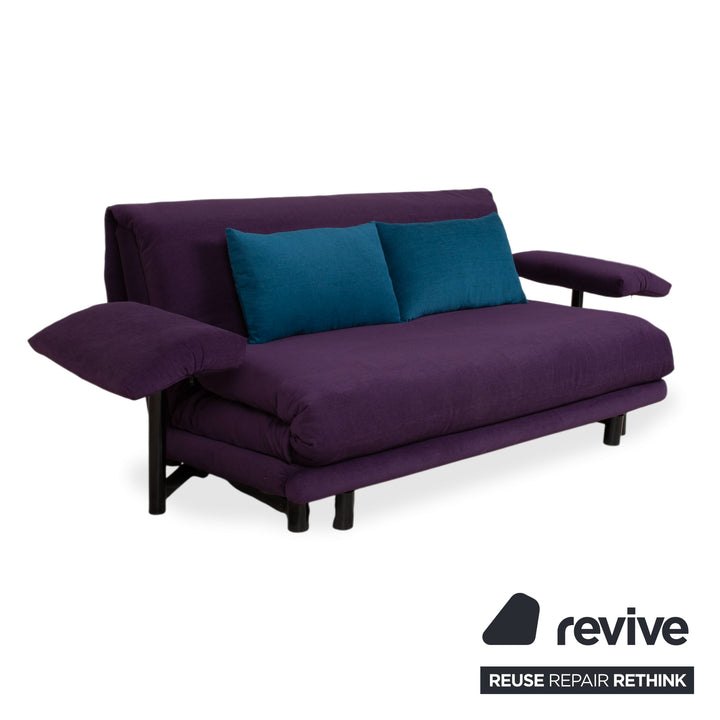 Ligne Roset Multy Three-Seater Sofa Fabric Violet Purple Blue MALOU 145 with Cushions MALOU 163 New Cover