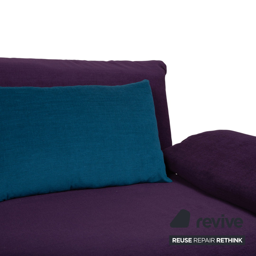 Ligne Roset Stoff Multy Dreisitzer Violett Lila Blau MALOU 145 mit Kissen MALOU 163 Neubezug