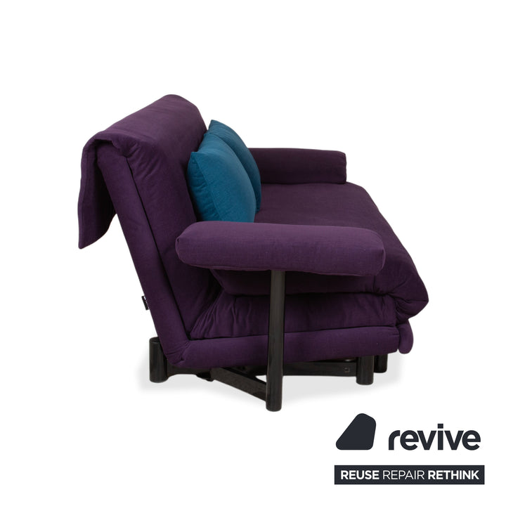 Ligne Roset Multy Three-Seater Sofa Fabric Violet Purple Blue MALOU 145 with Cushions MALOU 163 New Cover