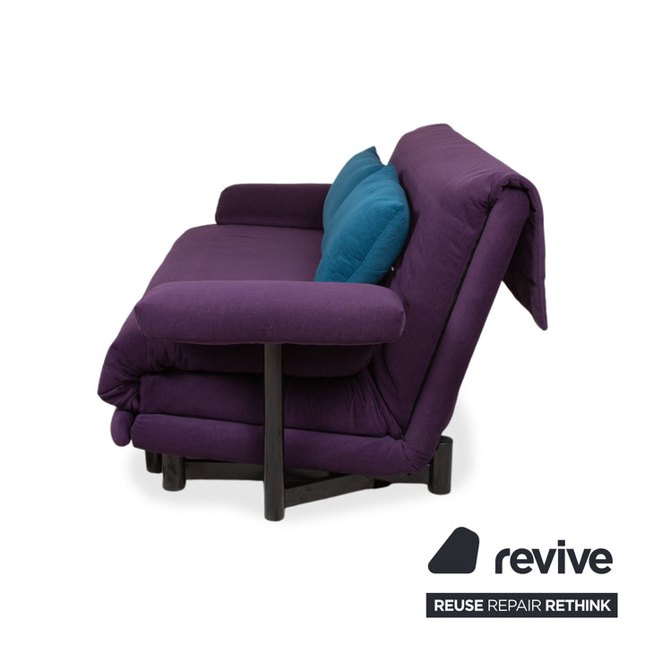 Ligne Roset Multy Three-Seater Sofa Fabric Violet Purple Blue MALOU 145 with Cushions MALOU 163 New Cover