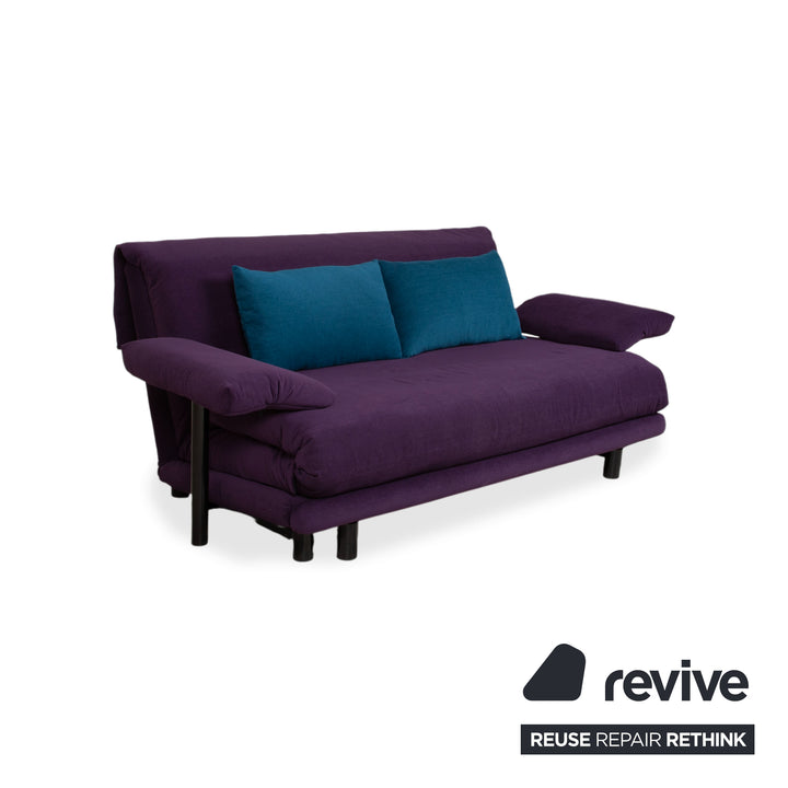 Ligne Roset Multy Three-Seater Sofa Fabric Violet Purple Blue MALOU 145 with Cushions MALOU 163 New Cover