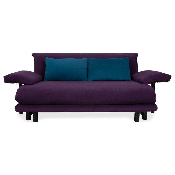 Ligne Roset Multy Three-Seater Sofa Fabric Violet Purple Blue MALOU 145 with Cushions MALOU 163 New Cover