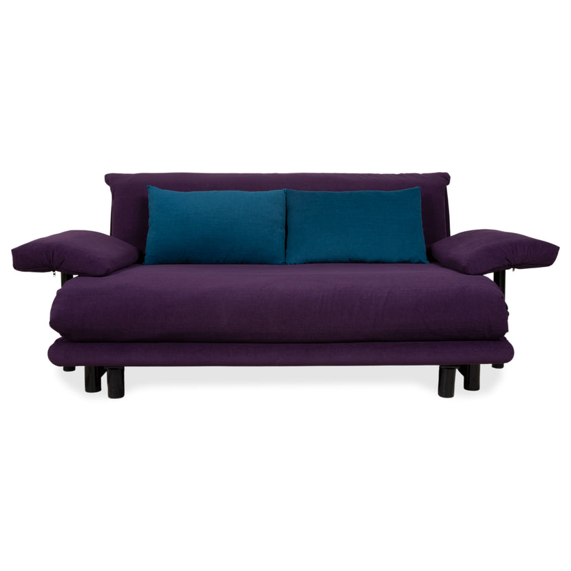 Ligne Roset Stoff Multy Dreisitzer Violett Lila Blau MALOU 145 mit Kissen MALOU 163 Neubezug