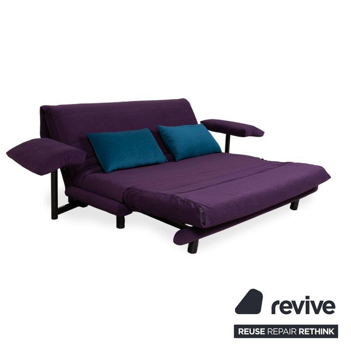 Ligne Roset Multy Three-Seater Sofa Fabric Violet Purple Blue MALOU 145 with Cushions MALOU 163 New Cover
