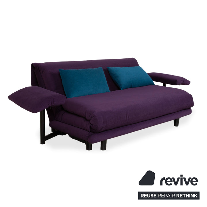 Ligne Roset Stoff Multy Dreisitzer Violett Lila Blau MALOU 145 mit Kissen MALOU 163 Neubezug