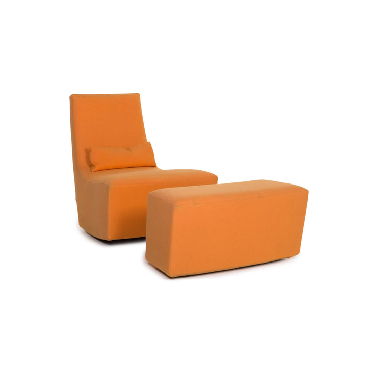 ligne roset fabric armchair incl. stool Orange #13263