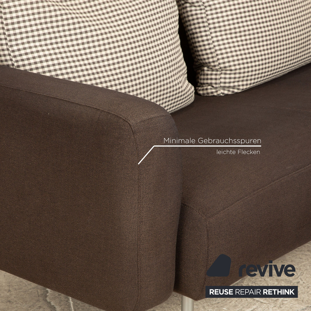 ligne roset Stoff Sofa Garnitur Braun Grau Zweisitzer Dreisitzer  Couch