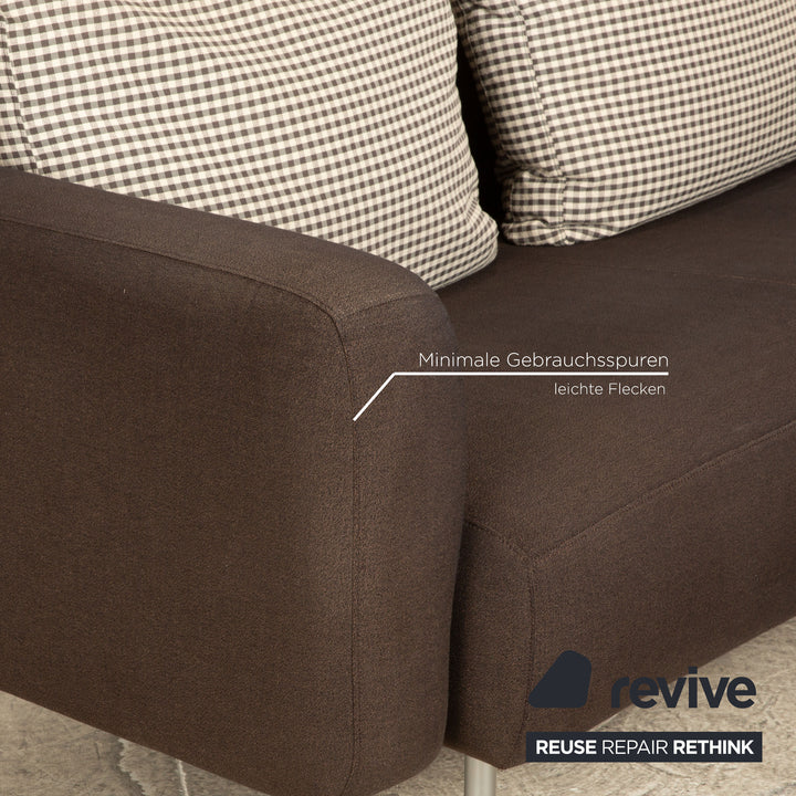 ligne roset Stoff Sofa Garnitur Braun Grau Zweisitzer Dreisitzer  Couch