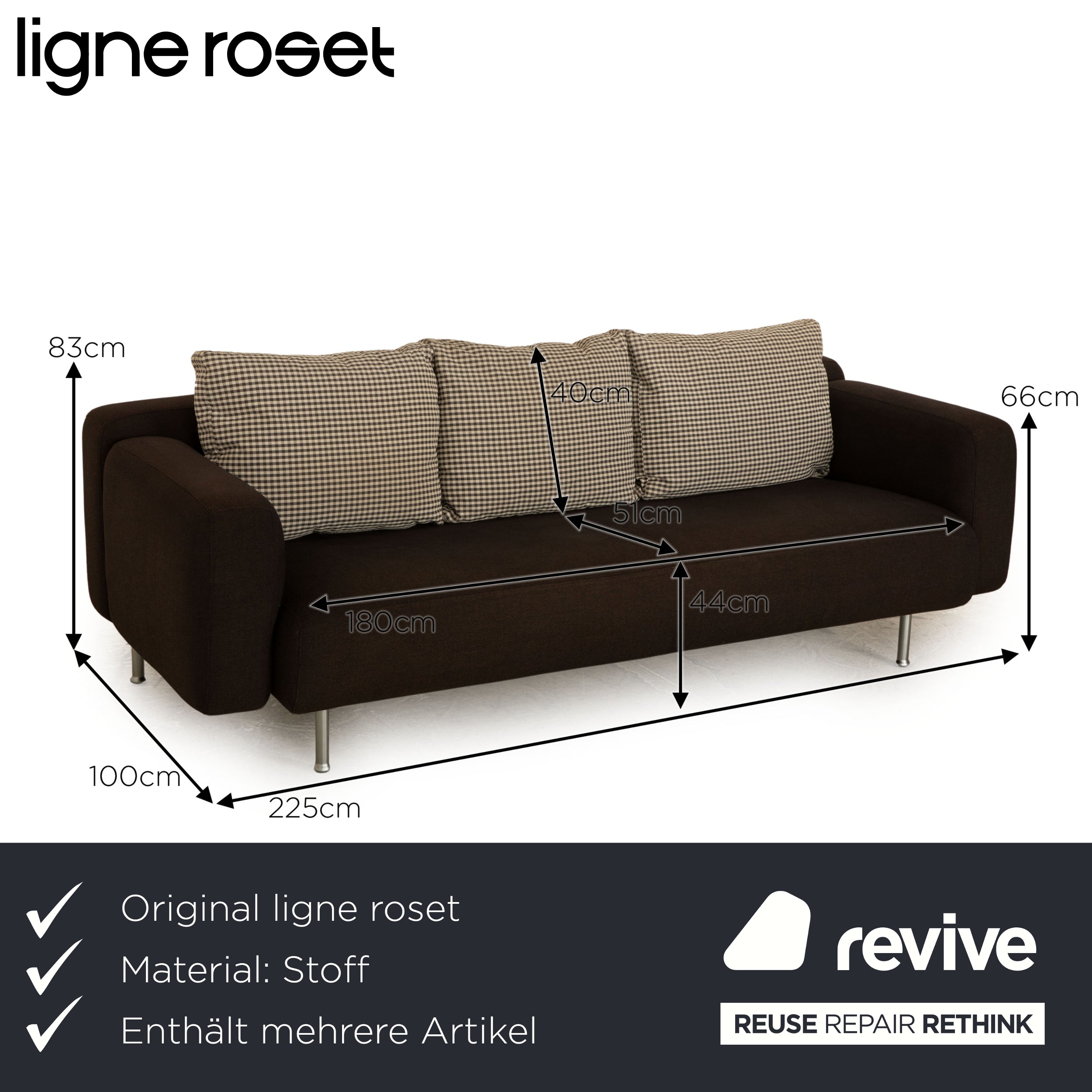 ligne roset fabric sofa set brown gray two seater three seater couch