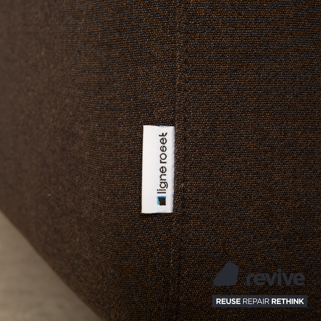 ligne roset Stoff Sofa Garnitur Braun Grau Zweisitzer Dreisitzer  Couch