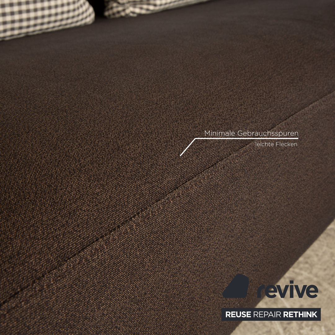 ligne roset Stoff Sofa Garnitur Braun Grau Zweisitzer Dreisitzer  Couch