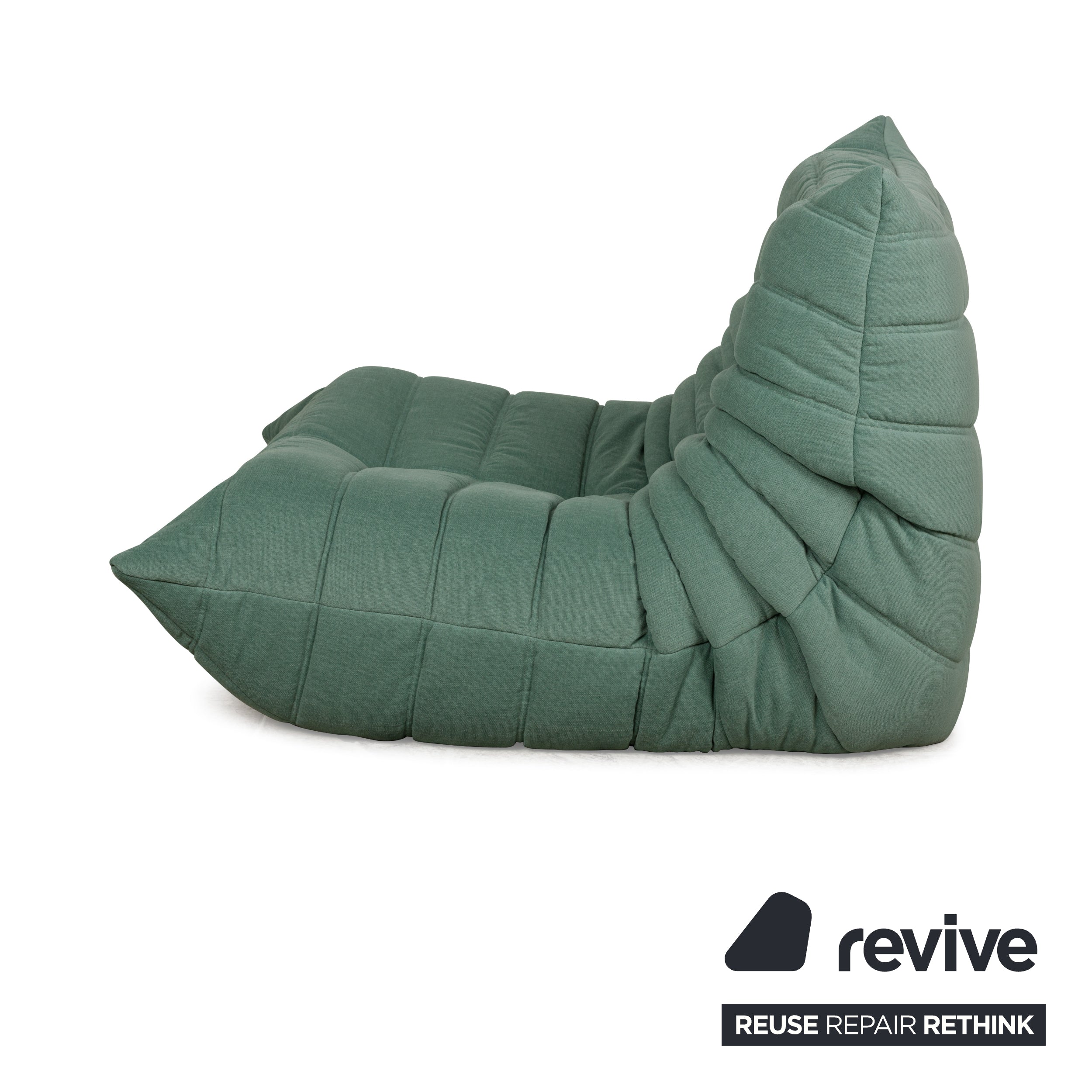 Ligne Roset fabric Togo armchair green mint reupholstery