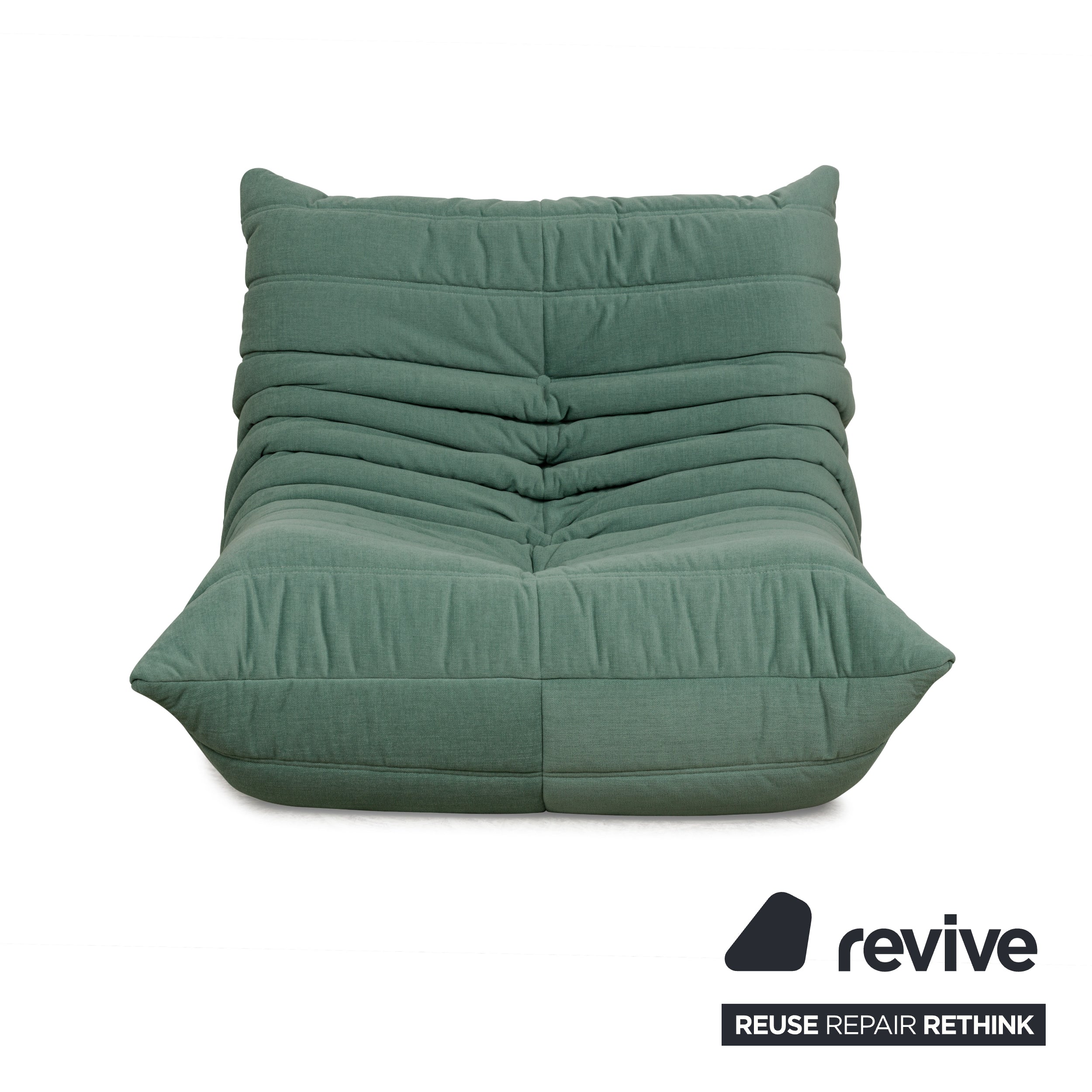 Ligne Roset fabric Togo armchair green mint reupholstery