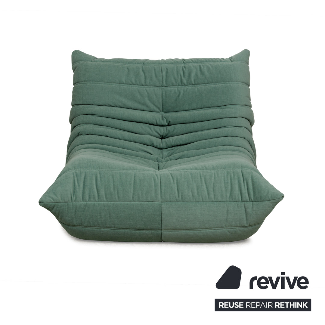 Ligne Roset fabric Togo armchair green mint reupholstery